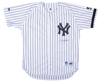 Derek Jeter Signed Authentic Home Jersey With DiMaggio Patch (Steiner)